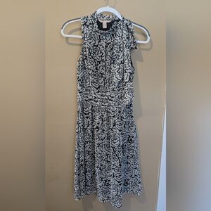 Banana Republic Black and White Floral Midi Dress